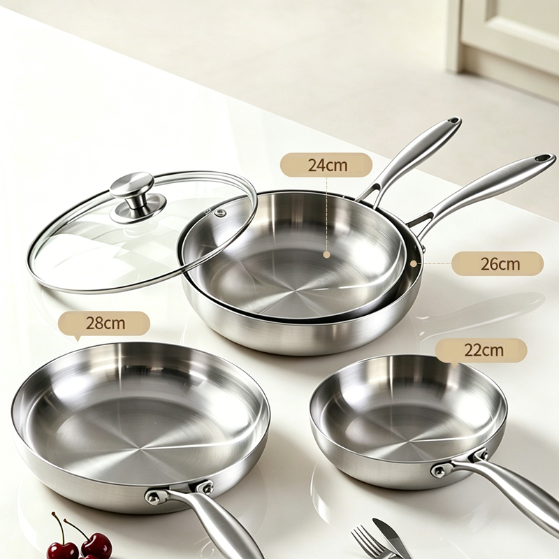 Tri-Ply Fry Pan 304 Stainless Steel Frying Pan Detail