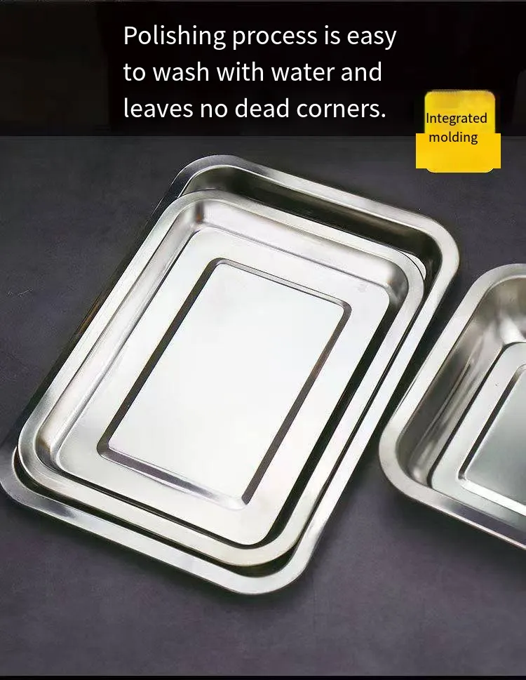 Stainless Steel Rectangular Flat-Bottom Baking Pan - Detail 1