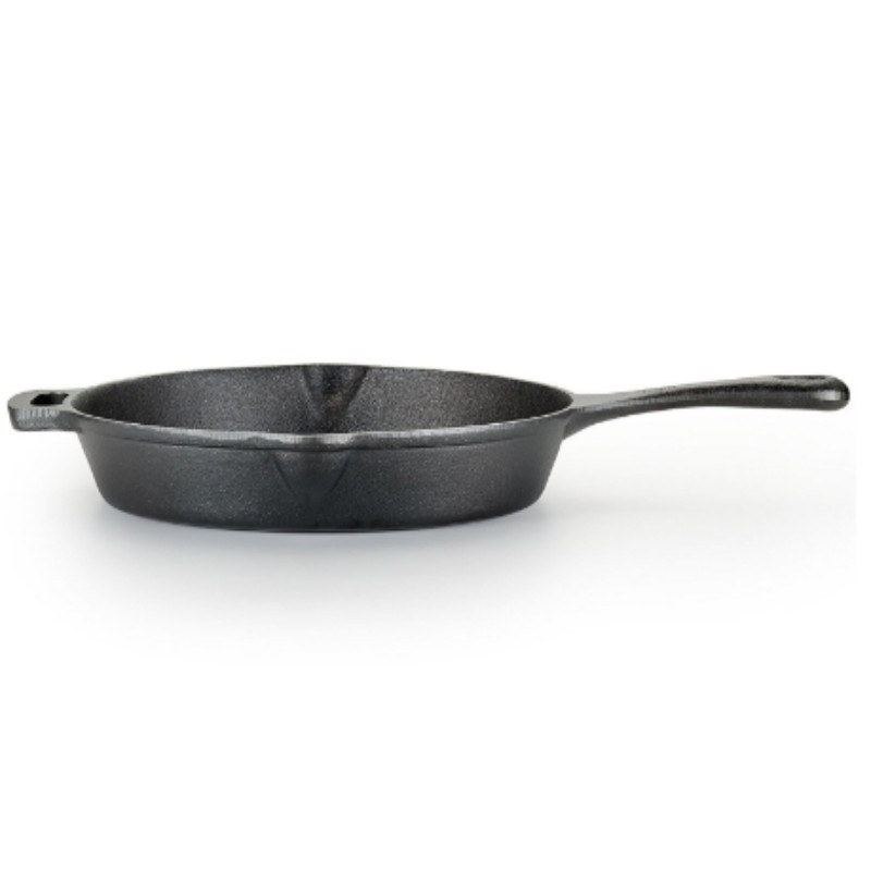 Black Flat Cast Iron Skillets Fry Saute Pan Set for All Stoves