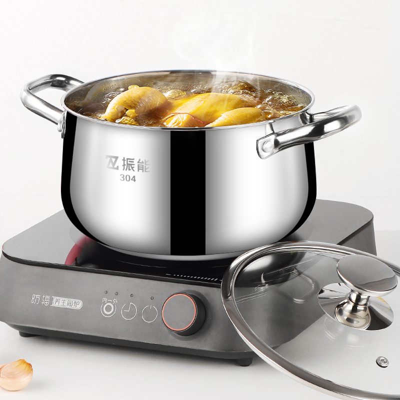 Multi-Purpose 18/8 Stainless Steel Steam and Soup Pots 22cm Tempered Glass Lid LFGB Professional Stainless Steel Cookware Set
