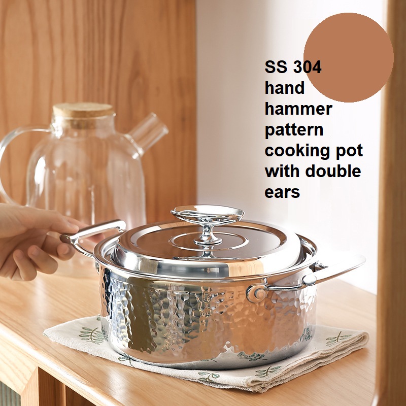 High Quality Cooking Pots Three Layers Structure Stainless Steel 304 Cooking Pot With Double Ears for Kitchen
