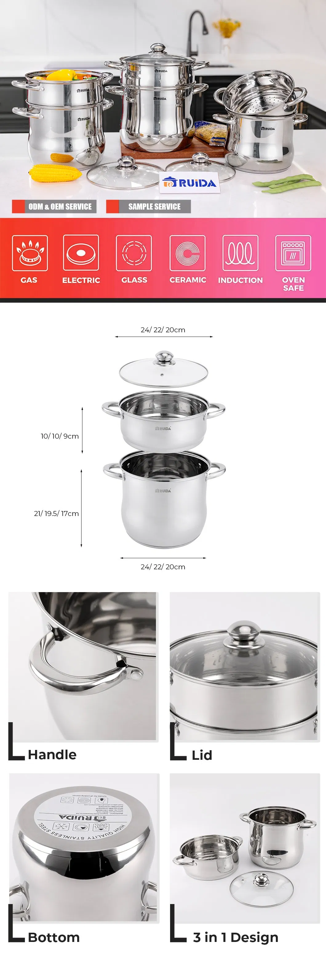Wholesale Stainless Steel Pasta Pot Casserole Vegetable Basket Steamer Couscous Pot