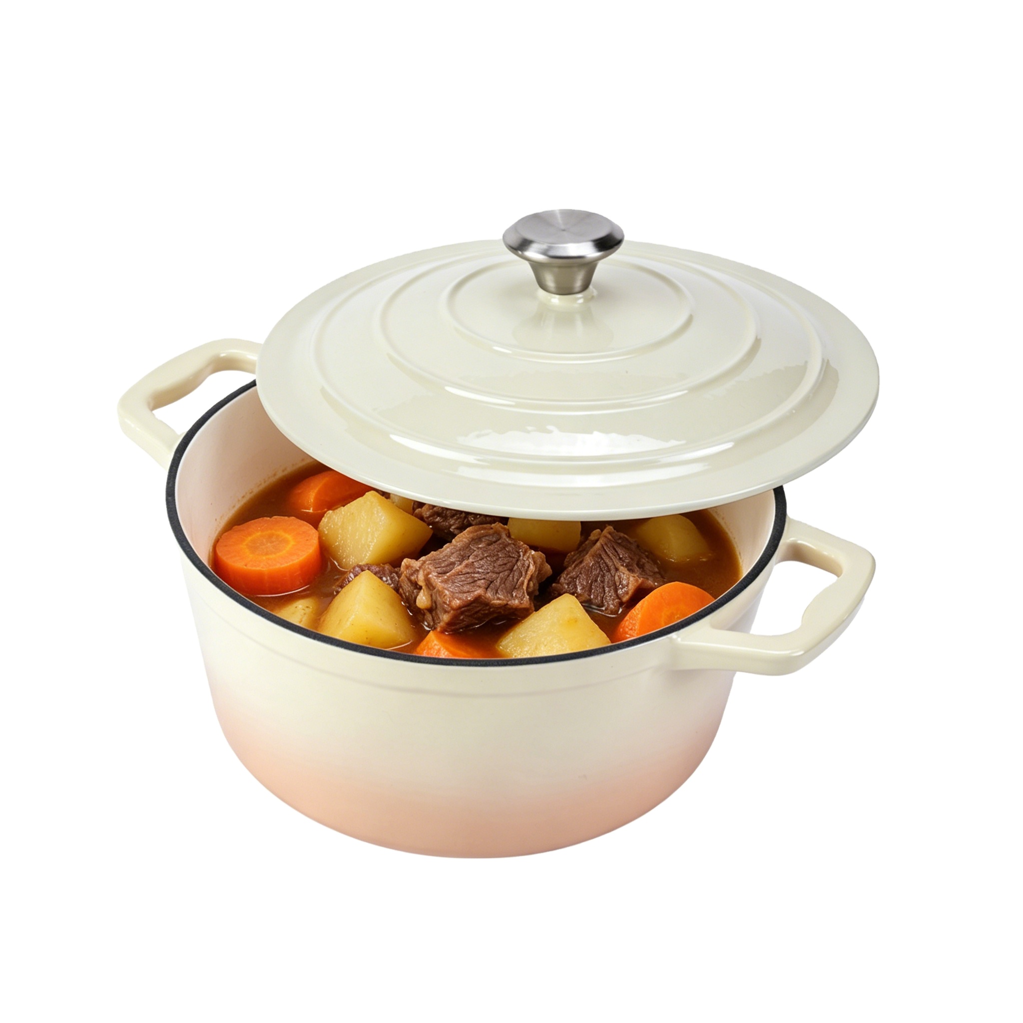 Premium Two-Tone Enameled Cast Iron Dutch Oven for Home Kitchen, Healthy Non-Stick Stewing Pot