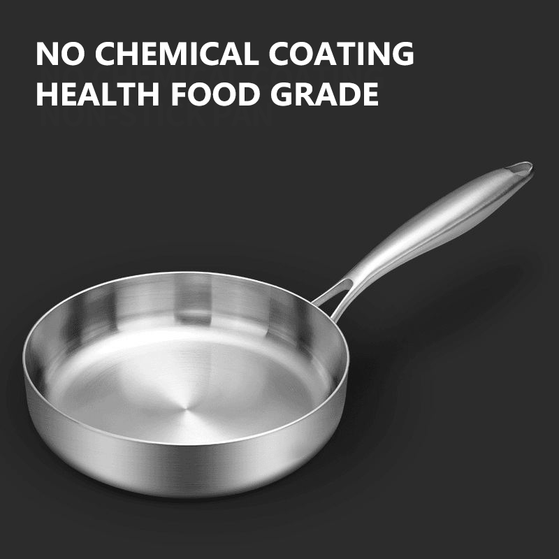 OEM/ODM 20-32cm Hollow Handle Restaurant Chinese Round Deep Non Stick Skillet Triply 304 Stainless Steel Frying Pan No Toxic