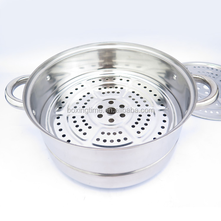 2-layer Stainless Steel Gas Food Steamer Pot Stuffed Bun Dim Sum Steamer