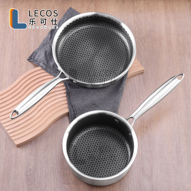 Wholesale OEM Maitre Chef Cookware Cooking Double Sided Non-stick Honeycomb Coating Tri-ply 304 Stainless Steel Pots and Pans