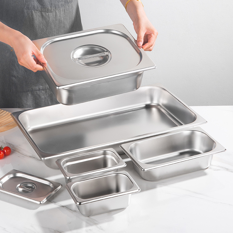 304 Stainless Steel Commercial Dish Rectangle Square Pot Thickened Restaurant &amp; Hotel Portion Pot