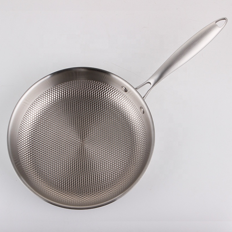 Tri-Ply 304 Stainless Steel Wok with Nonstick Feature High Quality Pattern Design for All Stoves with or Without Lid