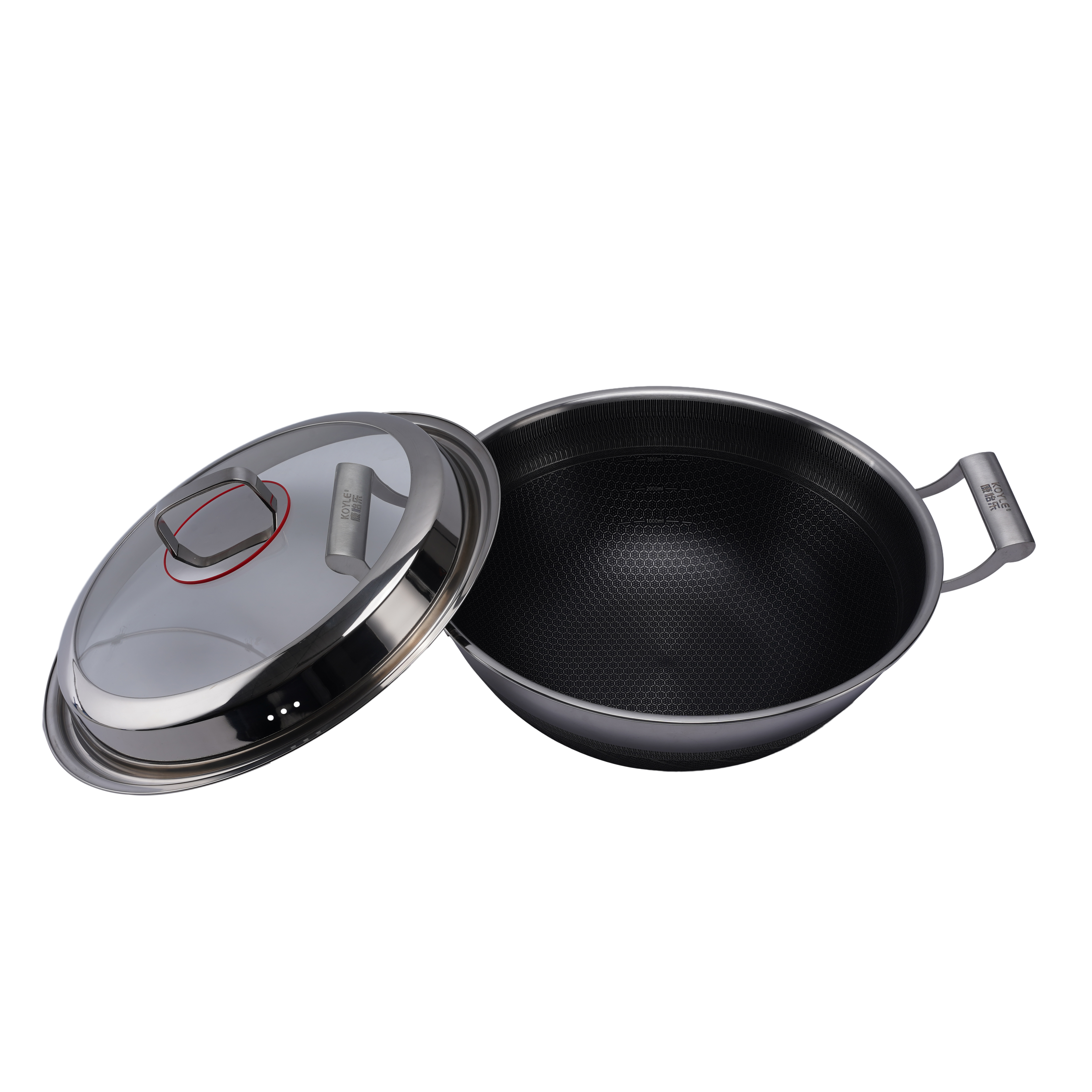 High Capacity Stainless Steel Wok Non-Stick Honeycomb Design for Gas Stove Chinese Style Restaurants Hotels Kitchen Cookware