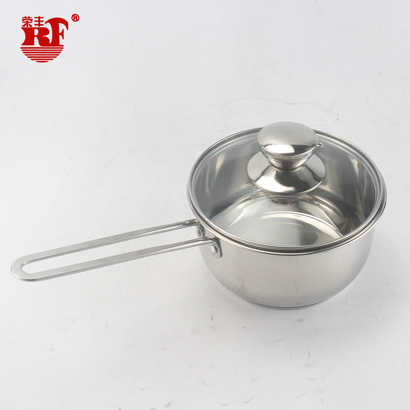 Multifunctional Stainless Steel Induction Saucepan Milk Pot With Glass Lid Sauce Pan With Tempered Glass Lid With Single Handle