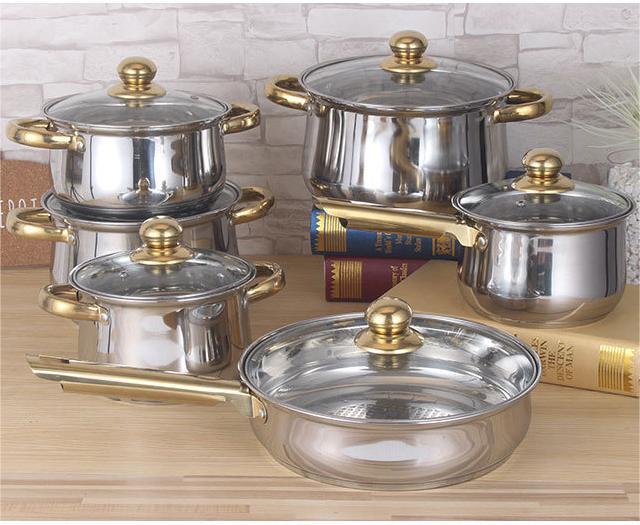 Stainless Steel 12-piece Pot Set Kitchen Cooking POTS and Pans Kitchen Cooking