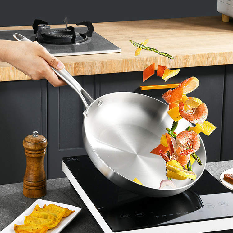 TIANXING Fully Clad Tri Ply Stainless Steel Frying Pan Honeycomb Nonstick Skillet Professional Chef Cookware for Restaurant