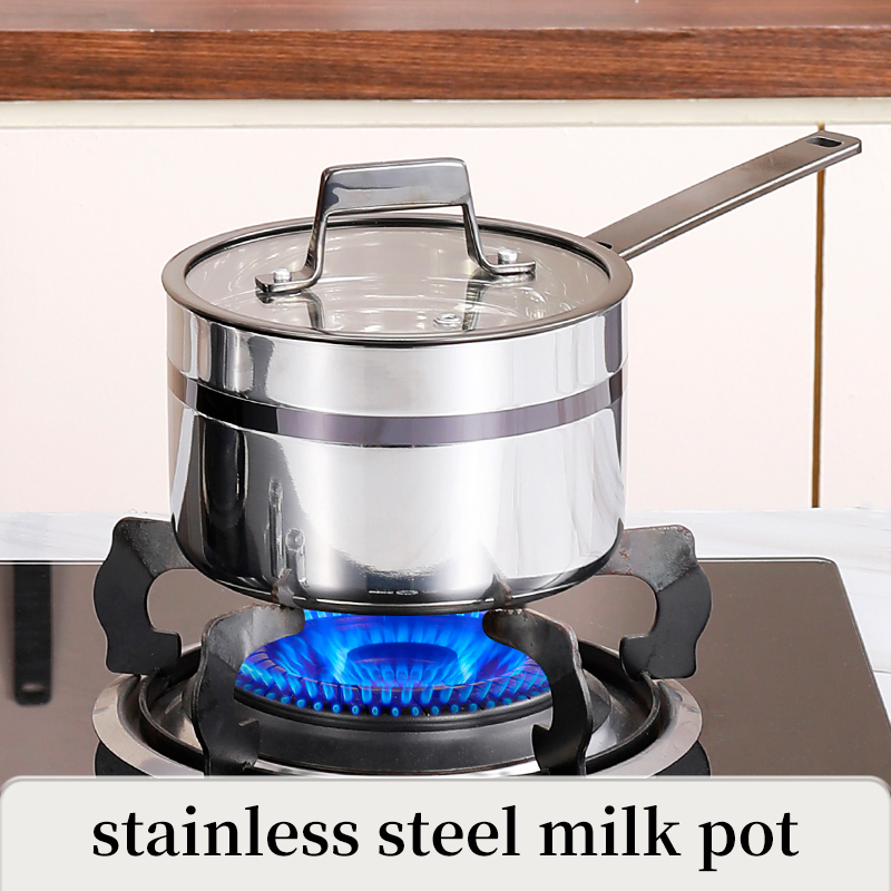 Luxury Design 7-Piece Stainless Steel Cookware Set Non-stick Glass Lid Handles Oven/Dishwasher Safe Gas Induction
