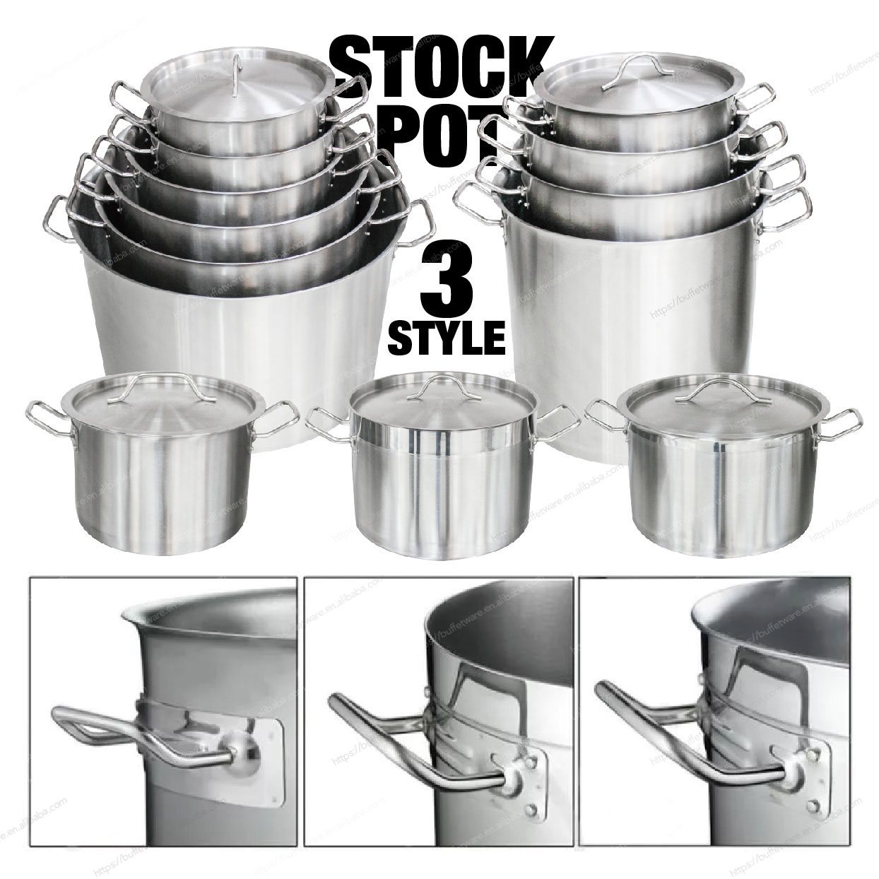 Heavy-Duty 50L Stainless Steel Stock Pot with Lid, Anti-Scald Handles, Dishwasher-Safe &amp; Durable
