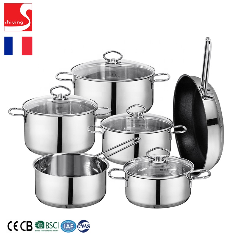 SY-Kitchenware 4pcs Cookware Set of Stainless Steel Saucepans Glass Lids Induction Oven Safe Casserole Pot