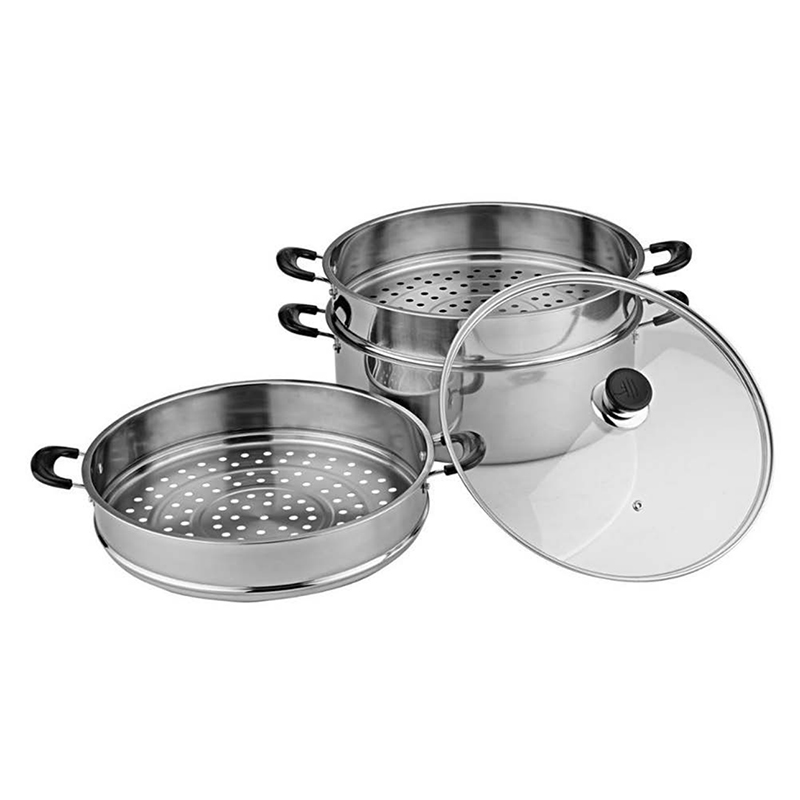 Manufacturers Wholesale Custom 3-Layer Stainless Steel Glass Cover 6L Eco-Friendly Gas Induction Ready Steamer Cookware Set OEM