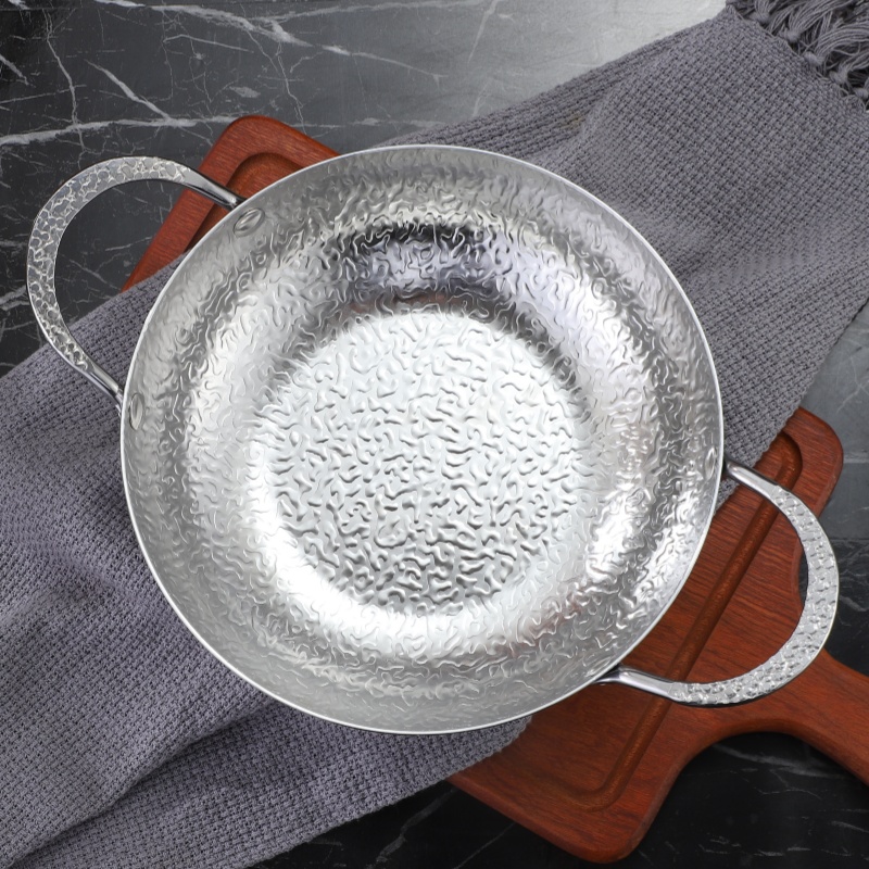 Korean Ramen Dry Pot Cooking Household Stainless Steel Stockpot Snack Plates Kimchi Pan Handle Triple Layer Seafood Pot