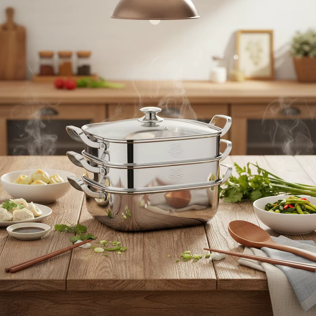 SUS 316 SUS 304 Rectangle Food Steamer Pot Stainless Steel Steamer 2 Layers 3 Layers