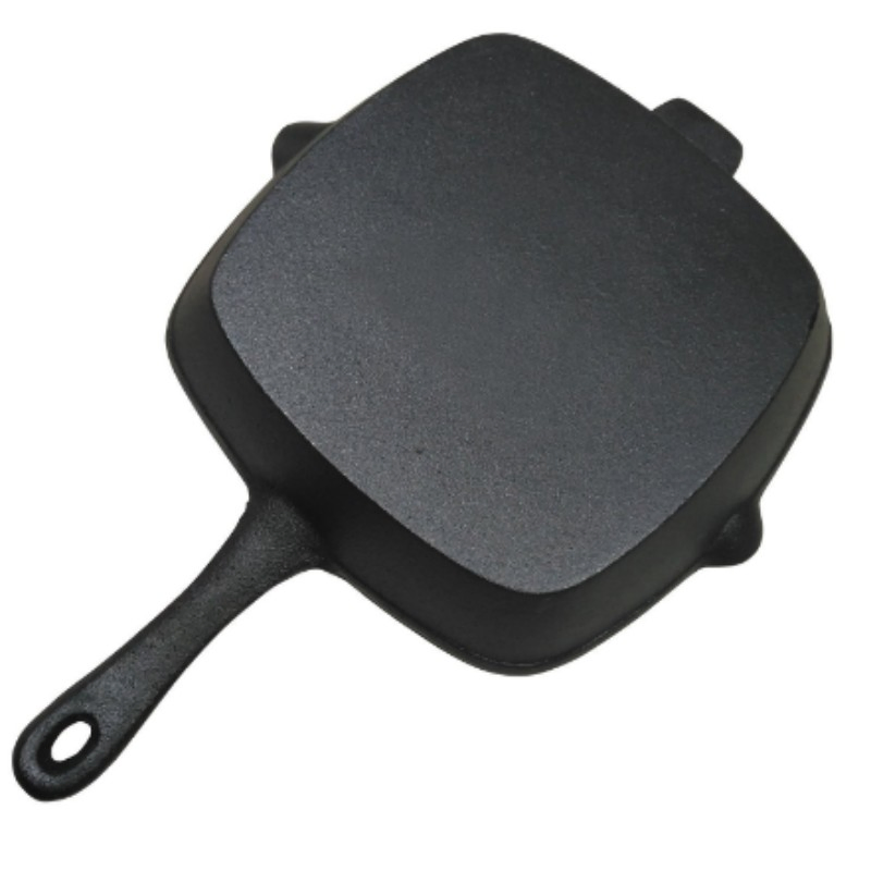 Black Flat Cast Iron Skillets Fry Saute Pan Set for All Stoves