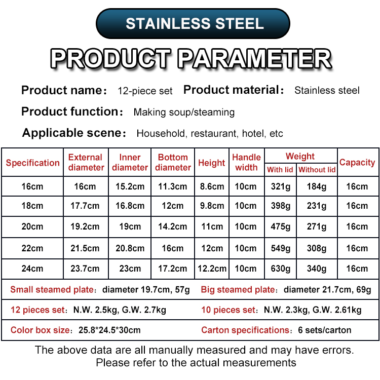 Premium Good Kitchen Cooking 10pcs 12pcs Thick Stainless Steel Non Stick Kitchenware Soup Pot Cookware Sets