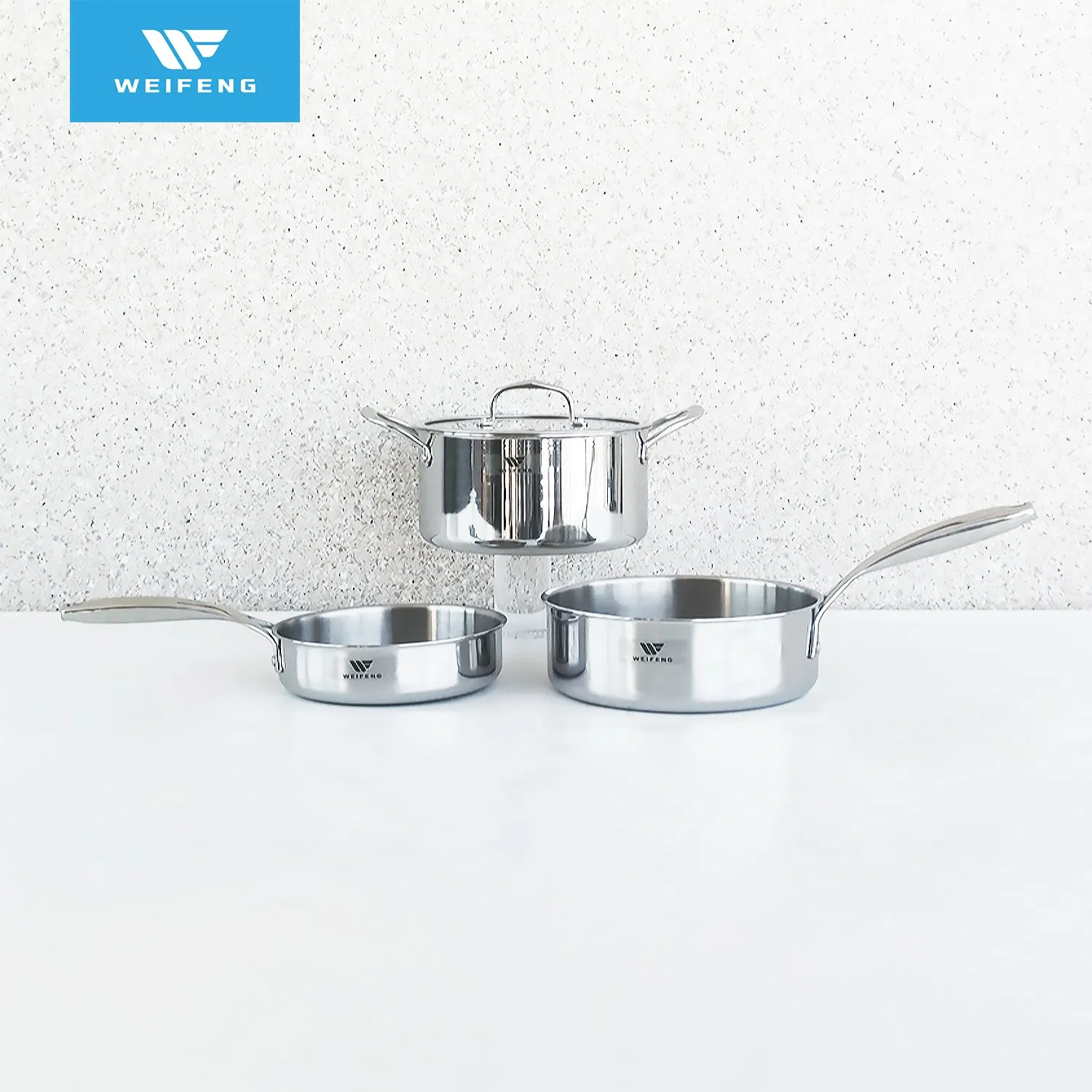 8PCS Tri-Ply Stainless Steel Cookware with Hollow Heat-Resisting Zinc Alloy Handle