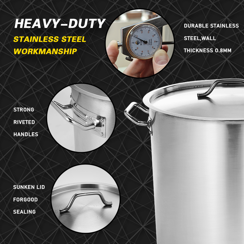 Daosheng OEM 03/04/05style Restaurant Kitchen Cooking Food Stainless Steel Capacity Heavy Duty Stainless Steel Hot Soup Pot Set