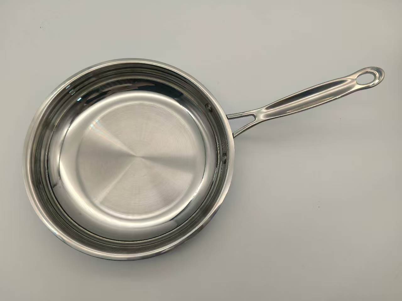 Stainless Steel Frying Pan Skillet Induction Compatible Kitchen Cookware with Ergonomic Handle