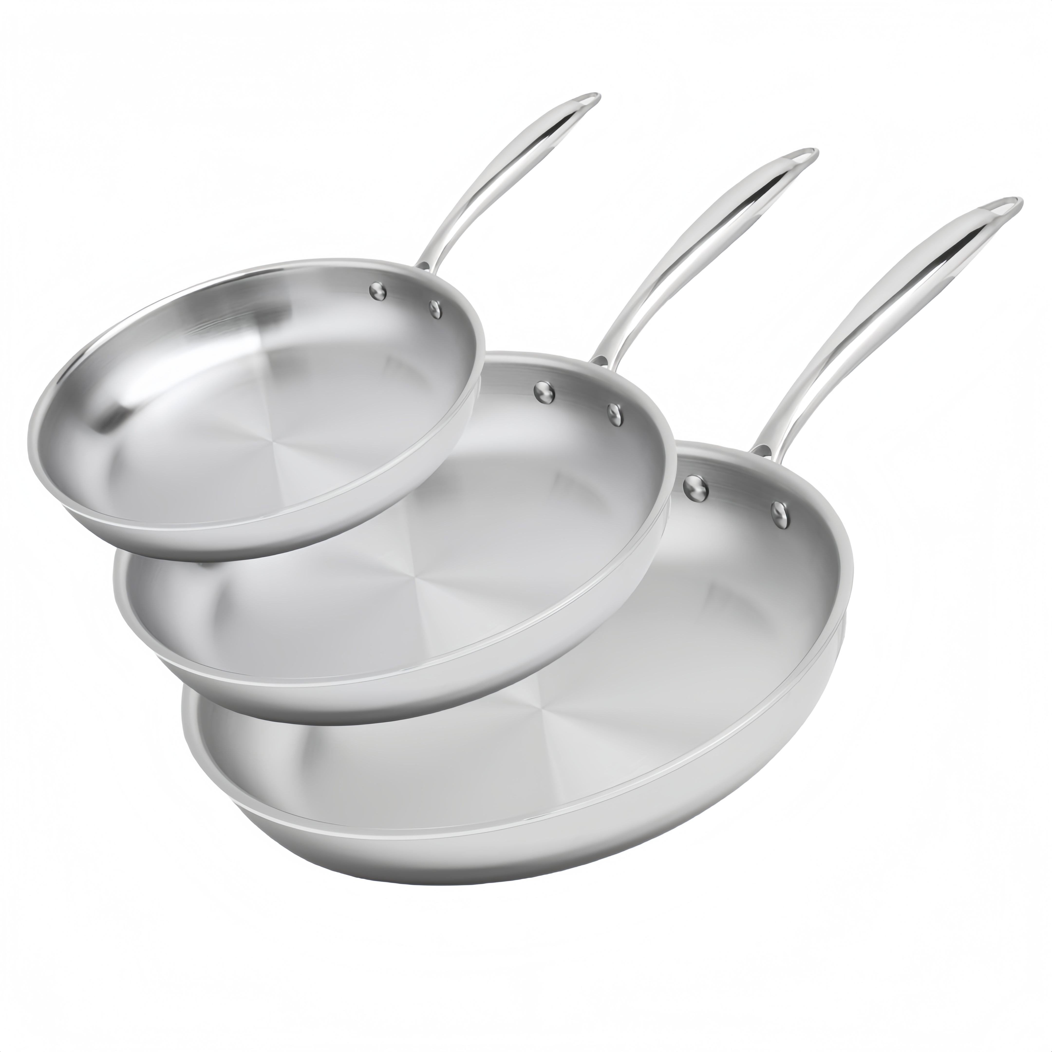 Triply Non Stick Stainless Steel Fry Pan Skillets 8/10/12 Inch Cookware Cooking Pan Frying Pan