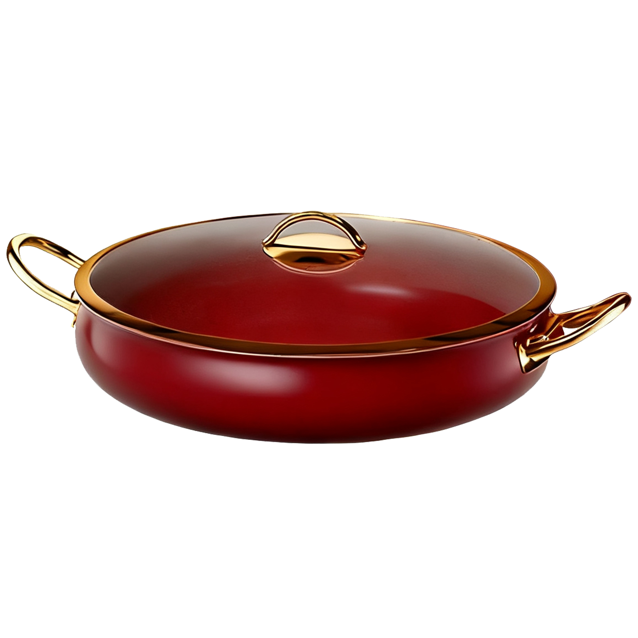 Kitchen Luxury Cookware Set Red Marble Coated Stainless Steel High Quality Non-Stick Casserole Soup Pot and Fry Pan