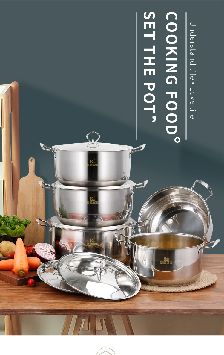 Stainless Steel Kitchen Soup Pot Set Tableware