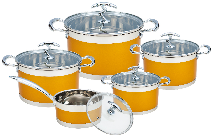 SY-Kitchenware Wholesale Classic 10-Piece Stainless Steel Cookware Set Kitchen Ware with Steamer Metal Material
