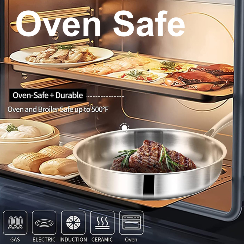 OEM Professional Production Energy-Saving Cooking 3 Ply Stainless Steel Cookware Set/Frypan/Frying Pan