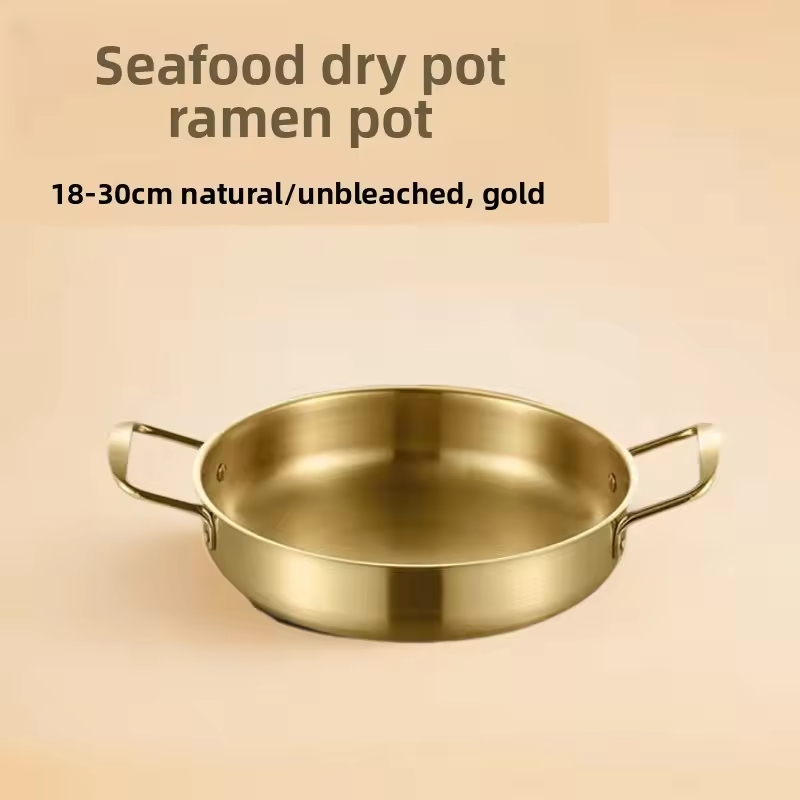 Creative Gold Nonstick Stainless Steel Skillet Frying Pan Nordic Household Fancy Restaurant Spanish Seafood Paella Pot