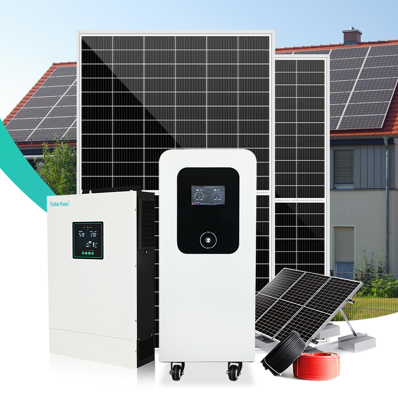 مجموعة كاملة 8kw مجموعة مولدات الطاقة الشمسية ميغاوات على شبكة نظام الطاقة الشمسية 5