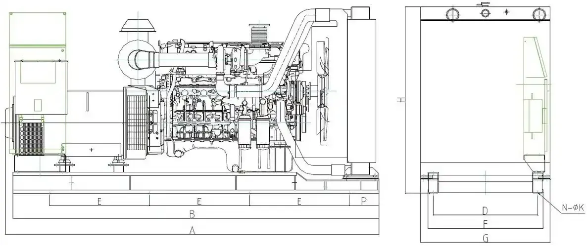 مخطط أبعاد CAD للمولد