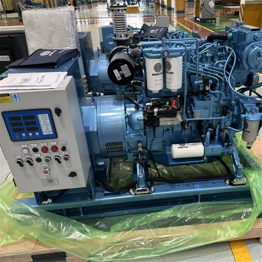مجموعة مولدات بحرية من ويشاى 50kw بتصميم صامت ومبرد بالماء