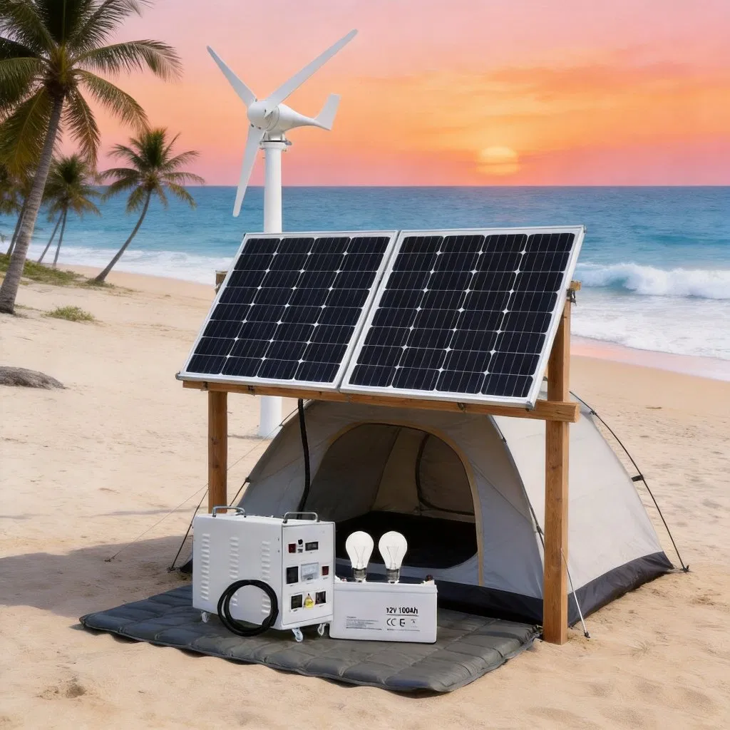 5kw مجموعة مولد هجينة تعمل بالطاقة الشمسية والرياح لجميع الأجهزة الكهربائية الأساسية في المنزل