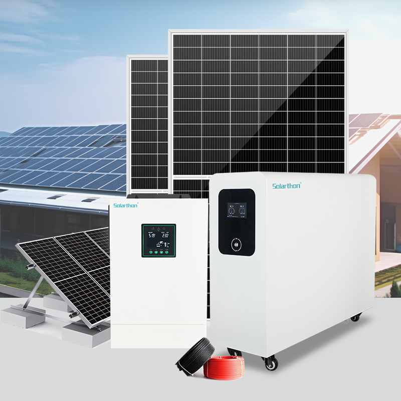 مجموعة كاملة 8kw مجموعة مولدات الطاقة الشمسية ميغاوات على شبكة نظام الطاقة الشمسية 5