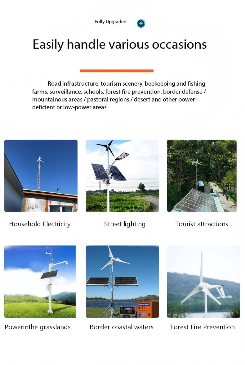 5kw مجموعة مولد هجينة تعمل بالطاقة الشمسية والرياح لجميع الأجهزة الكهربائية الأساسية في المنزل