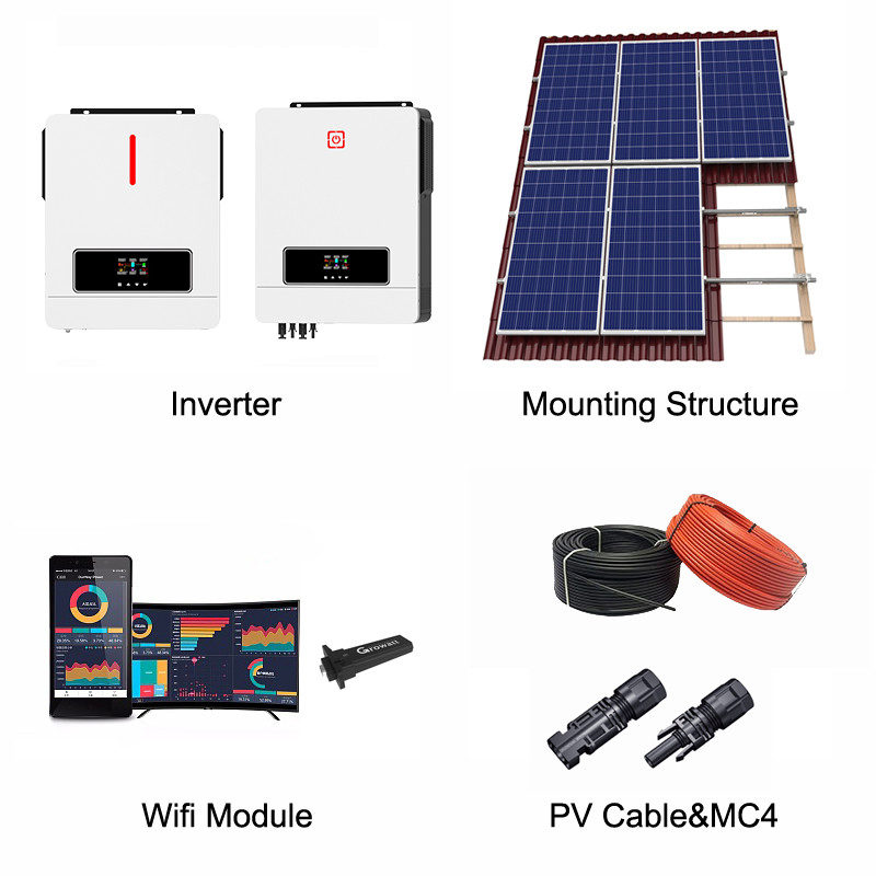 500W 1000W 3000W 8000W أنظمة الطاقة الشمسية الهجينة خارج الشبكة مجموعة كاملة من مولدات الطاقة المنزلية سعر المجموعة