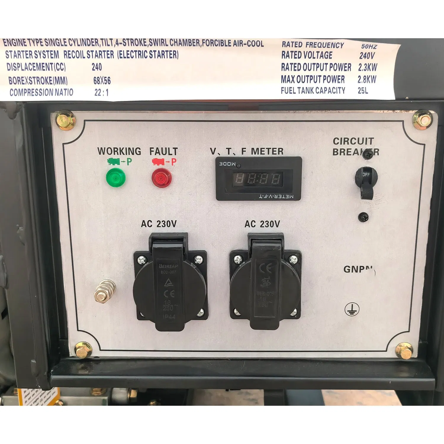 نوع الإطار المفتوح 2.3kw 2kw 2000W مجموعة مولد ديزل محمولة صغيرة عاكس 2kVA أوهف
