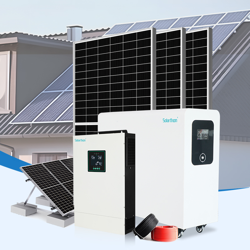 مجموعة كاملة 8kw مجموعة مولدات الطاقة الشمسية ميغاوات على شبكة نظام الطاقة الشمسية 5
