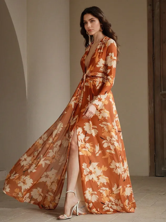Vestido maxi de playa con corsé y cuello halter de estampado floral para mujer