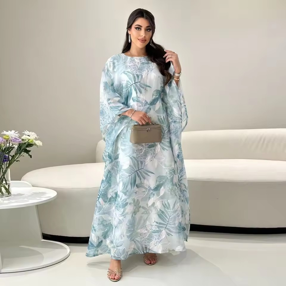 Vestido de lujo para mujer, elegante bordado, bata impresa digitalmente, musulmana