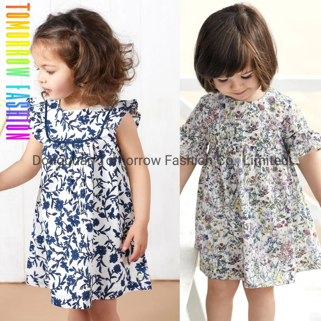 2026 Nuevas Llegadas Marca Privada Personalizada Mayorista Diseñadores Alta Calidad Moda Casual Verano Ropa Infantil Ropa para Niños Vestido de Niña con Floral