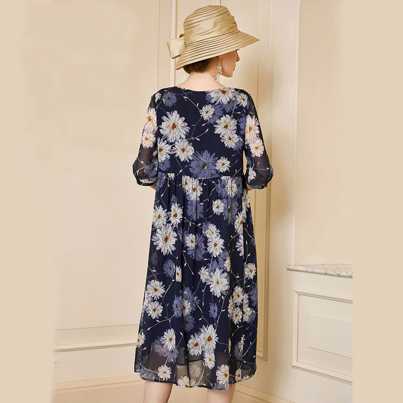 Vestido de Seda para Mujer 2022 Primavera Nueva Falda en A Personalizada Impresa en Seda