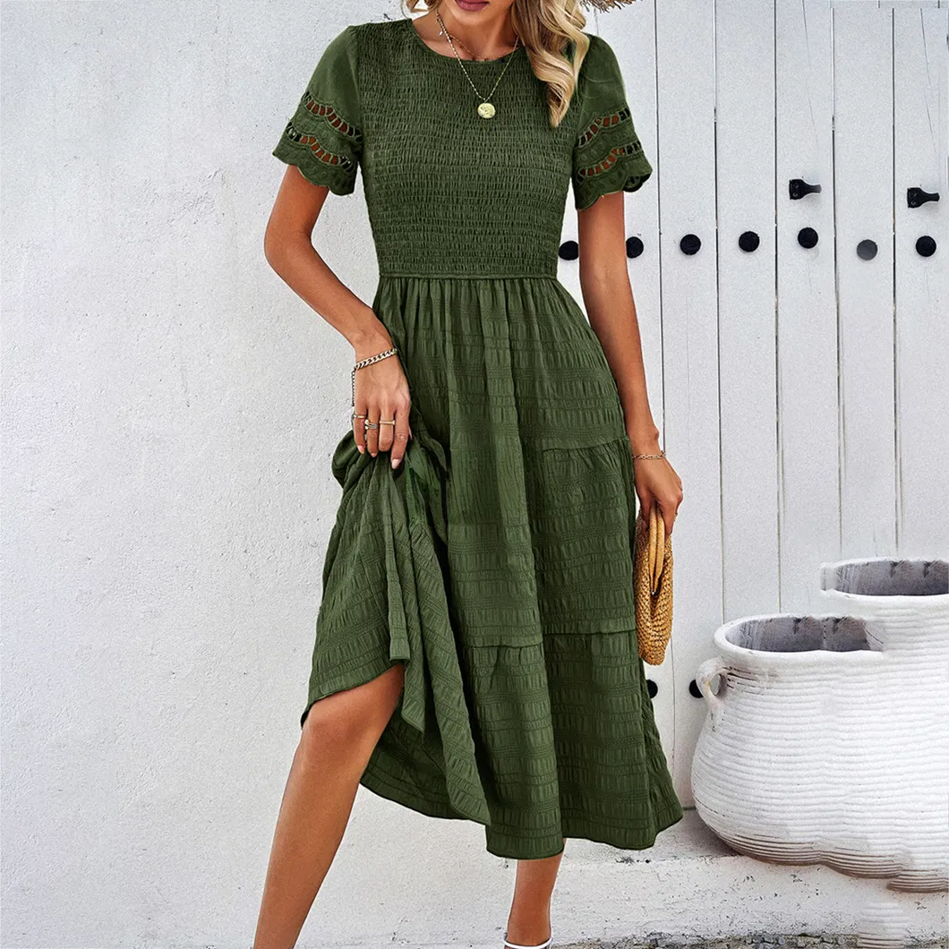 Primavera Nuevo Diseño Chic Vestidos Mini para Mujeres Hueco Cintura Adelgazante