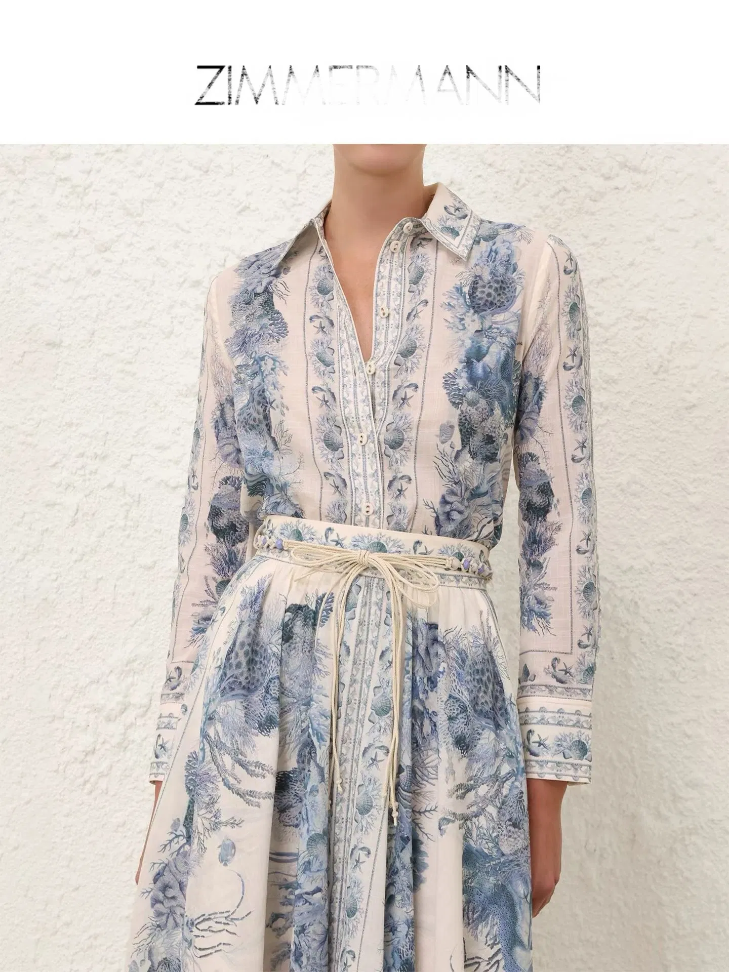 Conjunto de Camisa de Algodón Impresa y Falda A-Line de Nueva Marca - Diseño de Lujo Hecho a Medida Vestido de Fiesta para Mujeres