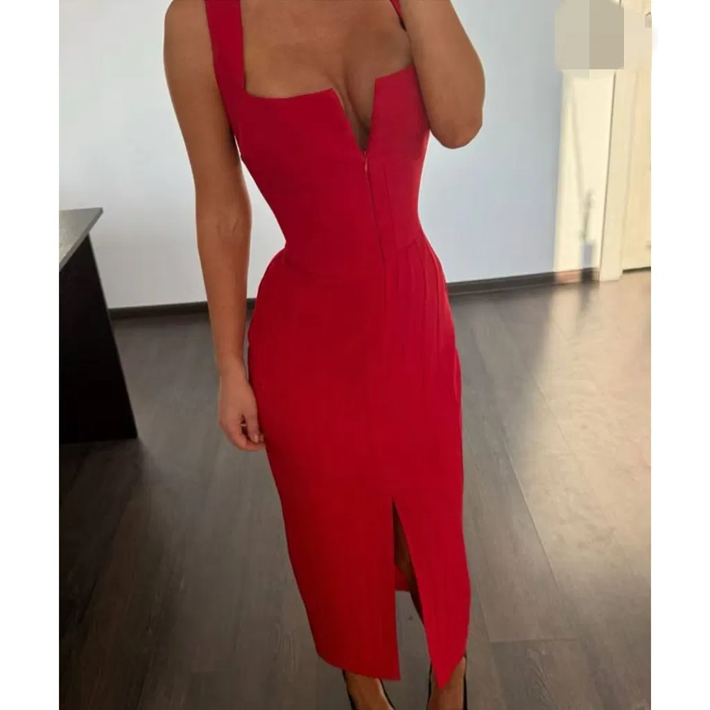 Camiseta sin mangas de lujo ligera de alta calidad para el verano, con cuello cuadrado, vestido de boutique para mujeres