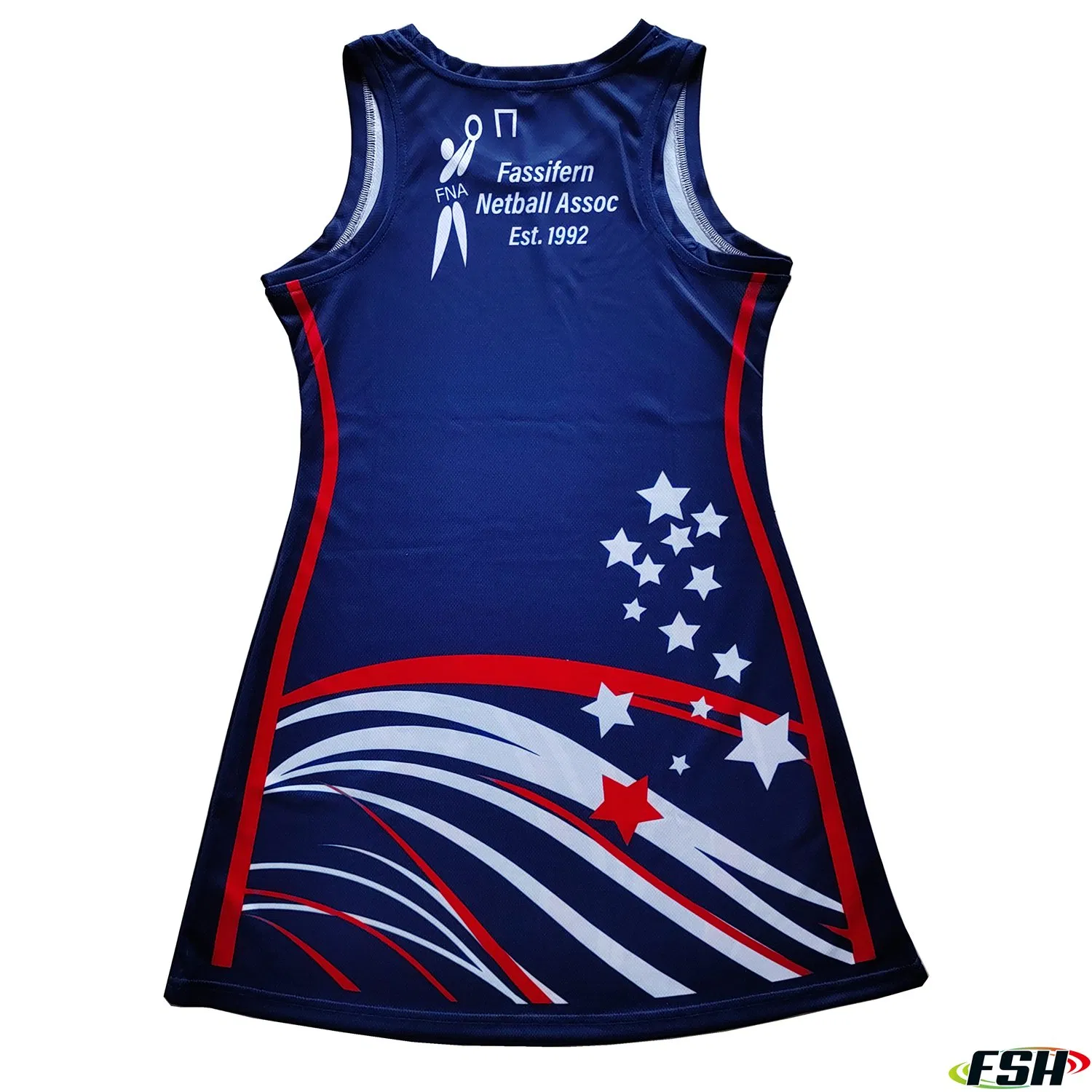 Vestido de netball para mujer, hecho a medida, con impresión de sublimación completa, forma del cuerpo, transpirable y de secado rápido